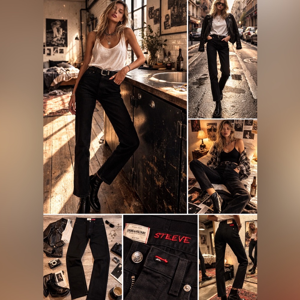 NWT Zadig & Voltaire Steeve Straight Leg Jeans Black Size 31 – 90s Vibe